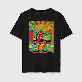 Женская футболка хлопок Oversize с принтом Rolling Stones в Петрозаводске, 100% хлопок | свободный крой, круглый ворот, спущенный рукав, длина до линии бедер
 | mick jagger | music | rock | rolling stones | музыка | рок