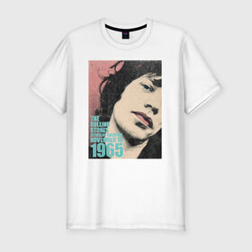 Мужская футболка хлопок Slim с принтом Mick Jagger в Петрозаводске, 92% хлопок, 8% лайкра | приталенный силуэт, круглый вырез ворота, длина до линии бедра, короткий рукав | mick jagger | music | rock | rolling stones | музыка | рок