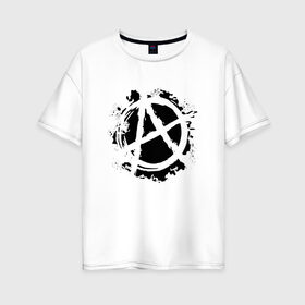 Женская футболка хлопок Oversize с принтом АНАРХИЯ в Петрозаводске, 100% хлопок | свободный крой, круглый ворот, спущенный рукав, длина до линии бедер
 | anarchy | blood | paints | riot | rock | анархия | брызги | бунт | знаки | кровь | музыка | панки | рок | символ