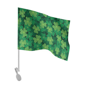 Флаг для автомобиля с принтом Ирландский клевер в Петрозаводске, 100% полиэстер | Размер: 30*21 см | clover | day | ireland.lucky | irish | patrick | patricks | shamrock | день | зеленая | зеленый | ирландский | клевер | купить | патрик | патрика | святого | святой