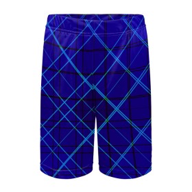 Детские спортивные шорты 3D с принтом Сине-черная геометрия 3D в Петрозаводске,  100% полиэстер
 | пояс оформлен широкой мягкой резинкой, ткань тянется
 | 3d абстракция | 3d линии | 3d рисунок | геометрия | линии | пересечение линий | рисунок из линий | сине черный. | синие линии | синий на черном | черные линии