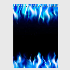 Скетчбук с принтом Синий Огонь в Петрозаводске, 100% бумага
 | 48 листов, плотность листов — 100 г/м2, плотность картонной обложки — 250 г/м2. Листы скреплены сверху удобной пружинной спиралью | абстракция | блеск | волны | дракон | дым | крутой | линии | неон | неоновый | ночь | огненный | огни | огонь | пламя | свет | синий | сияние | яркий