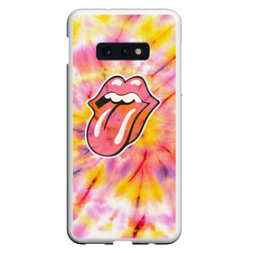 Чехол для Samsung S10E с принтом Rolling Stones tie-dye в Петрозаводске, Силикон | Область печати: задняя сторона чехла, без боковых панелей | Тематика изображения на принте: mick jagger | music | rock | rolling stones | музыка | рок