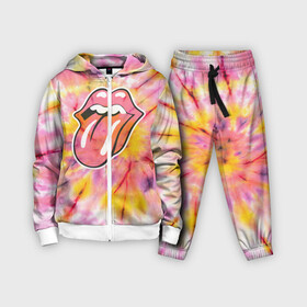 Детский костюм 3D с принтом Rolling Stones tie dye в Петрозаводске,  |  | mick jagger | music | rock | rolling stones | музыка | рок