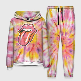 Мужской костюм 3D (с толстовкой) с принтом Rolling Stones tie dye в Петрозаводске,  |  | Тематика изображения на принте: mick jagger | music | rock | rolling stones | музыка | рок