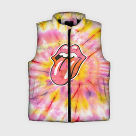 Женский жилет утепленный 3D с принтом Rolling Stones tie dye в Петрозаводске,  |  | mick jagger | music | rock | rolling stones | музыка | рок