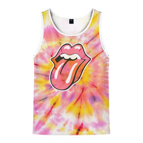 Мужская майка 3D с принтом Rolling Stones tie-dye в Петрозаводске, 100% полиэстер | круглая горловина, приталенный силуэт, длина до линии бедра. Пройма и горловина окантованы тонкой бейкой | mick jagger | music | rock | rolling stones | музыка | рок