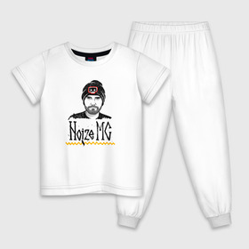 Детская пижама хлопок с принтом Noize MC в Петрозаводске, 100% хлопок |  брюки и футболка прямого кроя, без карманов, на брюках мягкая резинка на поясе и по низу штанин
 | damilola karpow | noize mc | rap | rock | арт | баттл | ваня | иван | музыка | надпись | нойз | портрет | реп | рок | рэп | хип хоп | череп