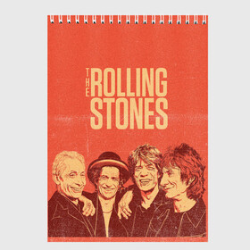 Скетчбук с принтом The Rolling Stones в Петрозаводске, 100% бумага
 | 48 листов, плотность листов — 100 г/м2, плотность картонной обложки — 250 г/м2. Листы скреплены сверху удобной пружинной спиралью | Тематика изображения на принте: mick jagger | music | rock | rolling stones | музыка | рок