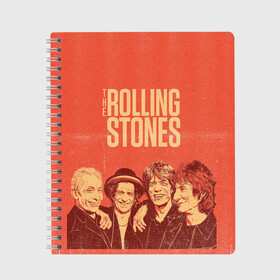 Тетрадь с принтом The Rolling Stones в Петрозаводске, 100% бумага | 48 листов, плотность листов — 60 г/м2, плотность картонной обложки — 250 г/м2. Листы скреплены сбоку удобной пружинной спиралью. Уголки страниц и обложки скругленные. Цвет линий — светло-серый
 | Тематика изображения на принте: mick jagger | music | rock | rolling stones | музыка | рок