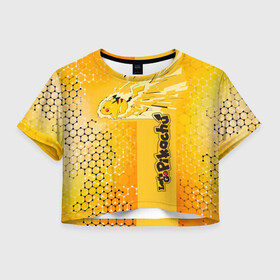 Женская футболка Crop-top 3D с принтом Pikachu в Петрозаводске, 100% полиэстер | круглая горловина, длина футболки до линии талии, рукава с отворотами | game | pikachu | аниме | игры | манги | покемон