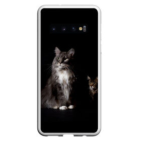 Чехол для Samsung Galaxy S10 с принтом Котики в Петрозаводске, Силикон | Область печати: задняя сторона чехла, без боковых панелей | Тематика изображения на принте: animal | animals | beast | black | cat | kitten | животное | животные | зверек | зверь | кот | котейка | котенок | котики | котэ | кошка | кошки | мейн кун | черная