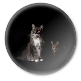 Значок с принтом Котики в Петрозаводске,  металл | круглая форма, металлическая застежка в виде булавки | Тематика изображения на принте: animal | animals | beast | black | cat | kitten | животное | животные | зверек | зверь | кот | котейка | котенок | котики | котэ | кошка | кошки | мейн кун | черная
