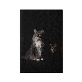 Обложка для паспорта матовая кожа с принтом Котики в Петрозаводске, натуральная матовая кожа | размер 19,3 х 13,7 см; прозрачные пластиковые крепления | animal | animals | beast | black | cat | kitten | животное | животные | зверек | зверь | кот | котейка | котенок | котики | котэ | кошка | кошки | мейн кун | черная