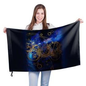 Флаг 3D с принтом Space Geometry в Петрозаводске, 100% полиэстер | плотность ткани — 95 г/м2, размер — 67 х 109 см. Принт наносится с одной стороны | absrtraction | space geometry | абстракция | астрология | космос
