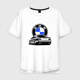 Мужская футболка хлопок Oversize с принтом BMW (JDM) в Петрозаводске, 100% хлопок | свободный крой, круглый ворот, “спинка” длиннее передней части | Тематика изображения на принте: bmw | bmw performance | m | motorsport | performance | бмв | бэха | моторспорт