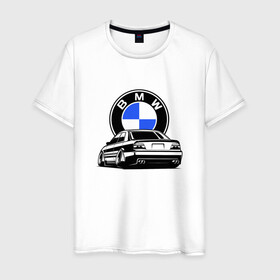 Мужская футболка хлопок с принтом BMW (JDM) в Петрозаводске, 100% хлопок | прямой крой, круглый вырез горловины, длина до линии бедер, слегка спущенное плечо. | bmw | bmw performance | m | motorsport | performance | бмв | бэха | моторспорт