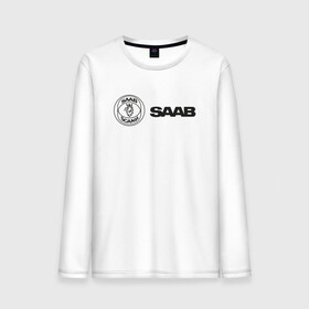 Мужской лонгслив хлопок с принтом Saab Black Logo в Петрозаводске, 100% хлопок |  | auto | saab | scania | авто | автомобиль | ам | машина | сааб