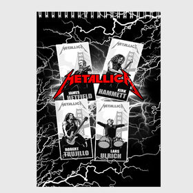Скетчбук с принтом Metallica в Петрозаводске, 100% бумага
 | 48 листов, плотность листов — 100 г/м2, плотность картонной обложки — 250 г/м2. Листы скреплены сверху удобной пружинной спиралью | album | black | concert | heavy | kirk | metal | metallica | music | rock | tolls | джеймс хэтфилд | кирк хэмметт | клифф бёртон | ларс ульрих | метал | металлика | трэш