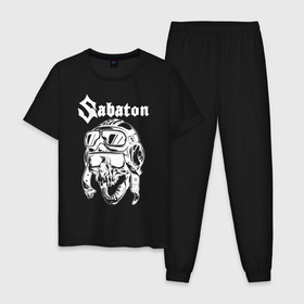 Мужская пижама хлопок с принтом Sabaton в Петрозаводске, 100% хлопок | брюки и футболка прямого кроя, без карманов, на брюках мягкая резинка на поясе и по низу штанин
 | battle | panzerkampf | primo victoria | sabaton | the art of war | the great war | атака мертвецов | бисмарк | броден | войны | группа | йоаким | латный ботинок | метал | ночные ведьмы | пауэр | рок | рыцарские доспехи | сабатон