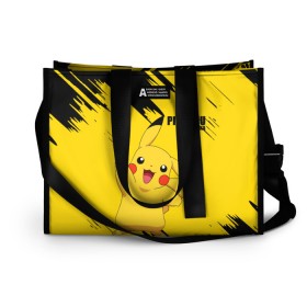 Сумка-шоппер 3D с принтом PIKACHU: PIKA PIKA. в Петрозаводске, 100% полиэстер | застегивается на металлическую кнопку; внутренний карман застегивается на молнию. Стенки укреплены специальным мягким материалом, чтобы защитить содержимое от несильных ударов
 | pika | pikachu | pokemons | аниме | детектив пикачу | пика | пикачу | покемон