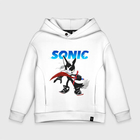 Детское худи Oversize хлопок с принтом SONIC в Петрозаводске, френч-терри — 70% хлопок, 30% полиэстер. Мягкий теплый начес внутри —100% хлопок | боковые карманы, эластичные манжеты и нижняя кромка, капюшон на магнитной кнопке | animal | games | hedgehog | sega | sonic | speed | speed sonic | быстрый ёж | ёж | ёжик | игры | персонаж | сега | синий ёж | скорость | соник