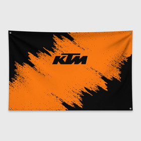 Флаг-баннер с принтом KTM в Петрозаводске, 100% полиэстер | размер 67 х 109 см, плотность ткани — 95 г/м2; по краям флага есть четыре люверса для крепления | enduro | ktm | moto | motocycle | sportmotorcycle | ктм | мото | мотоспорт