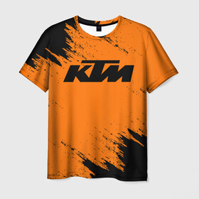 Мужская футболка 3D с принтом KTM в Петрозаводске, 100% полиэфир | прямой крой, круглый вырез горловины, длина до линии бедер | enduro | ktm | moto | motocycle | sportmotorcycle | ктм | мото | мотоспорт