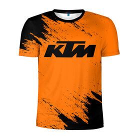 Мужская футболка 3D спортивная с принтом KTM в Петрозаводске, 100% полиэстер с улучшенными характеристиками | приталенный силуэт, круглая горловина, широкие плечи, сужается к линии бедра | enduro | ktm | moto | motocycle | sportmotorcycle | ктм | мото | мотоспорт
