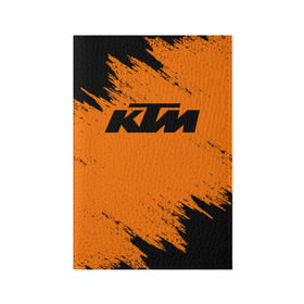 Обложка для паспорта матовая кожа с принтом KTM в Петрозаводске, натуральная матовая кожа | размер 19,3 х 13,7 см; прозрачные пластиковые крепления | enduro | ktm | moto | motocycle | sportmotorcycle | ктм | мото | мотоспорт