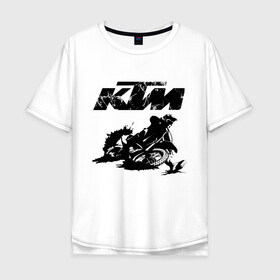 Мужская футболка хлопок Oversize с принтом KTM в Петрозаводске, 100% хлопок | свободный крой, круглый ворот, “спинка” длиннее передней части | enduro | ktm | moto | motocycle | sportmotorcycle | ктм | мото | мотоспорт
