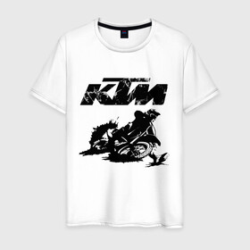Мужская футболка хлопок с принтом KTM в Петрозаводске, 100% хлопок | прямой крой, круглый вырез горловины, длина до линии бедер, слегка спущенное плечо. | enduro | ktm | moto | motocycle | sportmotorcycle | ктм | мото | мотоспорт