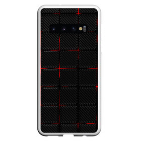 Чехол для Samsung Galaxy S10 с принтом 3D Плиты Red & Black в Петрозаводске, Силикон | Область печати: задняя сторона чехла, без боковых панелей | 3d | 3д | 3д полосы | led | led подсветка | красночерный | красный | полосы | свет | свечение | текстуры | черно красный | черный