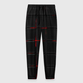Мужские брюки 3D с принтом 3D Плиты Red & Black в Петрозаводске, 100% полиэстер | манжеты по низу, эластичный пояс регулируется шнурком, по бокам два кармана без застежек, внутренняя часть кармана из мелкой сетки | 3d | 3д | 3д полосы | led | led подсветка | красночерный | красный | полосы | свет | свечение | текстуры | черно красный | черный