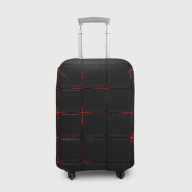 Чехол для чемодана 3D с принтом 3D Плиты Red & Black в Петрозаводске, 86% полиэфир, 14% спандекс | двустороннее нанесение принта, прорези для ручек и колес | 3d | 3д | 3д полосы | led | led подсветка | красночерный | красный | полосы | свет | свечение | текстуры | черно красный | черный