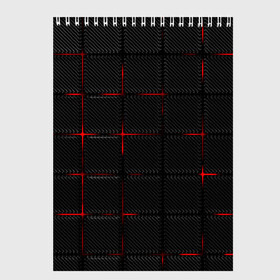 Скетчбук с принтом 3D Плиты Red & Black в Петрозаводске, 100% бумага
 | 48 листов, плотность листов — 100 г/м2, плотность картонной обложки — 250 г/м2. Листы скреплены сверху удобной пружинной спиралью | 3d | 3д | 3д полосы | led | led подсветка | красночерный | красный | полосы | свет | свечение | текстуры | черно красный | черный