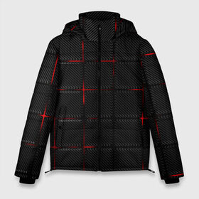 Мужская зимняя куртка 3D с принтом 3D Плиты Red & Black в Петрозаводске, верх — 100% полиэстер; подкладка — 100% полиэстер; утеплитель — 100% полиэстер | длина ниже бедра, свободный силуэт Оверсайз. Есть воротник-стойка, отстегивающийся капюшон и ветрозащитная планка. 

Боковые карманы с листочкой на кнопках и внутренний карман на молнии. | Тематика изображения на принте: 3d | 3д | 3д полосы | led | led подсветка | красночерный | красный | полосы | свет | свечение | текстуры | черно красный | черный