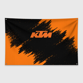 Флаг-баннер с принтом KTM в Петрозаводске, 100% полиэстер | размер 67 х 109 см, плотность ткани — 95 г/м2; по краям флага есть четыре люверса для крепления | enduro | ktm | moto | moto sport | motocycle | sportmotorcycle | ктм | мото | мото спорт | мотоспорт | спорт мото