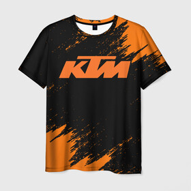 Мужская футболка 3D с принтом KTM в Петрозаводске, 100% полиэфир | прямой крой, круглый вырез горловины, длина до линии бедер | enduro | ktm | moto | moto sport | motocycle | sportmotorcycle | ктм | мото | мото спорт | мотоспорт | спорт мото