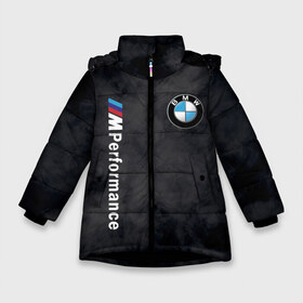 Зимняя куртка для девочек 3D с принтом BMW M PERFORMANCE в Петрозаводске, ткань верха — 100% полиэстер; подклад — 100% полиэстер, утеплитель — 100% полиэстер. | длина ниже бедра, удлиненная спинка, воротник стойка и отстегивающийся капюшон. Есть боковые карманы с листочкой на кнопках, утяжки по низу изделия и внутренний карман на молнии. 

Предусмотрены светоотражающий принт на спинке, радужный светоотражающий элемент на пуллере молнии и на резинке для утяжки. | bmw | bmw motorsport | bmw performance | carbon | m | motorsport | performance | sport | бмв | карбон | моторспорт | спорт