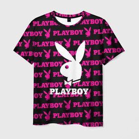 Мужская футболка 3D с принтом PLAYBOY в Петрозаводске, 100% полиэфир | прямой крой, круглый вырез горловины, длина до линии бедер | brand | brazzers | fake taxi | faketaxi | hub | mode | playboy | бразерс | бренд | мода | фейк такси