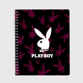 Тетрадь с принтом PLAYBOY в Петрозаводске, 100% бумага | 48 листов, плотность листов — 60 г/м2, плотность картонной обложки — 250 г/м2. Листы скреплены сбоку удобной пружинной спиралью. Уголки страниц и обложки скругленные. Цвет линий — светло-серый
 | brand | brazzers | fake taxi | faketaxi | hub | mode | playboy | бразерс | бренд | мода | фейк такси