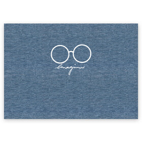 Поздравительная открытка с принтом Imagine John Lennon в Петрозаводске, 100% бумага | плотность бумаги 280 г/м2, матовая, на обратной стороне линовка и место для марки
 | Тематика изображения на принте: autograph | beatles | imagine | john | lennon | the beatles | автограф | битлз | битлы | голубая | группа | джинса | джинсовая | джинсовый | джон | купить | леннон | леннона | очки | с группы