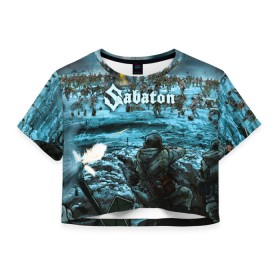 Женская футболка Crop-top 3D с принтом Sabaton в Петрозаводске, 100% полиэстер | круглая горловина, длина футболки до линии талии, рукава с отворотами | battle | panzerkampf | primo victoria | sabaton | the art of war | the great war | атака мертвецов | бисмарк | броден | войны | группа | йоаким | латный ботинок | метал | ночные ведьмы | пауэр | рок | рыцарские доспехи | сабатон