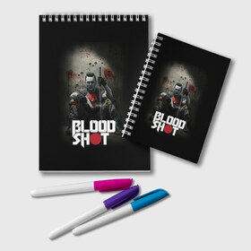 Блокнот с принтом BloodShot в Петрозаводске, 100% бумага | 48 листов, плотность листов — 60 г/м2, плотность картонной обложки — 250 г/м2. Листы скреплены удобной пружинной спиралью. Цвет линий — светло-серый
 | Тематика изображения на принте: bloodshot | valiant | vin diesel | бладшот | вин дизель | кино | фильм | фильм 2020