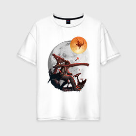 Женская футболка хлопок Oversize с принтом Bloodborne в Петрозаводске, 100% хлопок | свободный крой, круглый ворот, спущенный рукав, длина до линии бедер
 | bladborn | bloodborne | dark souls | jhy | kfl | бладборн | идщщвищкту
