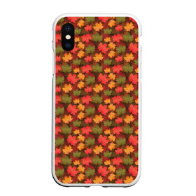 Чехол для iPhone XS Max матовый с принтом Maple leaves в Петрозаводске, Силикон | Область печати: задняя сторона чехла, без боковых панелей | Тематика изображения на принте: leaves | maple | клён | кленовые | листопад | листья