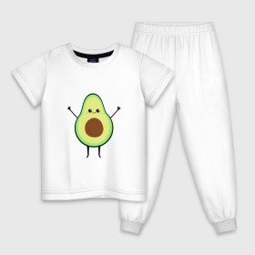 Детская пижама хлопок с принтом Милый авокадо в Петрозаводске, 100% хлопок |  брюки и футболка прямого кроя, без карманов, на брюках мягкая резинка на поясе и по низу штанин
 | Тематика изображения на принте: avocado | авокадо | еда | милый авокадо | прикольная картинка | фрукт
