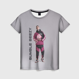 Женская футболка 3D с принтом Bumble Beezy в Петрозаводске, 100% полиэфир ( синтетическое хлопкоподобное полотно) | прямой крой, круглый вырез горловины, длина до линии бедер | bamble | beezey | beezy | bumbl | bumble | бамбал | бамбл | бамблбизи | бизи | бумбл