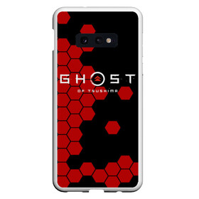 Чехол для Samsung S10E с принтом Ghost в Петрозаводске, Силикон | Область печати: задняя сторона чехла, без боковых панелей | Тематика изображения на принте: ghost of tsushima | playstation 4 | бесшумный | дзин | красный листок | монгол | монголы | монгольская империя | призрак | самураи | самурай | хан | цусима | япония